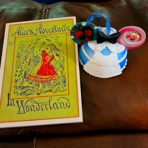 Alice in Wonderland Mickey Ears Ornamentand British Library Wooden Postcard